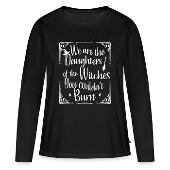 Nous sommes les filles des sorcières que tu n’as pas pu brûler - T-shirt manches longues Premium bio Femme - noir - Devant - Julia (174cm)
