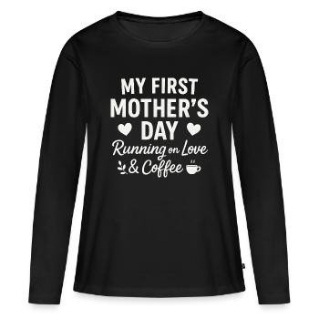 First Mother's Day Humor Mom Gift Idea Family - Women's Premium Organic Long Sleeve Shirt - black - Front - Julia (174cm)