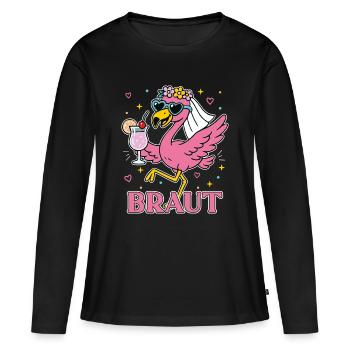 Braut Junggesellinnenabschied Flamingo Team - Frauen Premium Bio Langarmshirt - Schwarz - Vorne - Julia (174cm)