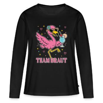 Braut Junggesellinnenabschied Flamingo Team Braut - Frauen Premium Bio Langarmshirt - Schwarz - Vorne - Julia (174cm)