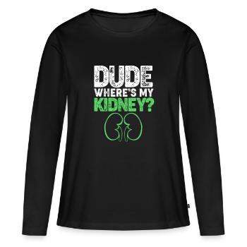Don d’organes par don de rein - T-shirt manches longues Premium bio Femme - noir - Devant - Julia (174cm)