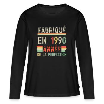Fabriqué en 1920 – Année de Perfection - T-shirt manches longues Premium bio Femme - noir - Devant - Julia (174cm)