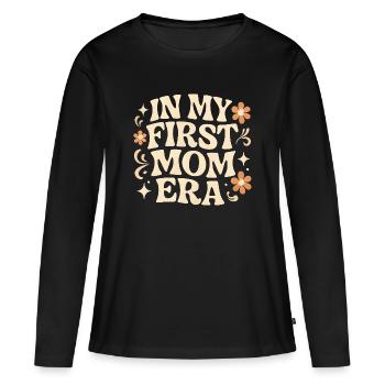 First Mother's Day Mom Gift Idea Family Groovy - Women's Premium Organic Long Sleeve Shirt - black - Front - Julia (174cm)