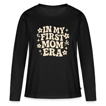First Mother's Day Mom Gift Idea Family Groovy - Women's Premium Organic Long Sleeve Shirt - black - Front - Julia (174cm)