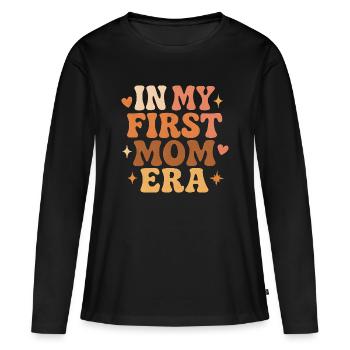 First Mother's Day Mom Gift Idea Family Groovy - Women's Premium Organic Long Sleeve Shirt - black - Front - Julia (174cm)