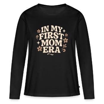 First Mother's Day Mom Gift Idea Family Groovy - Women's Premium Organic Long Sleeve Shirt - black - Front - Julia (174cm)