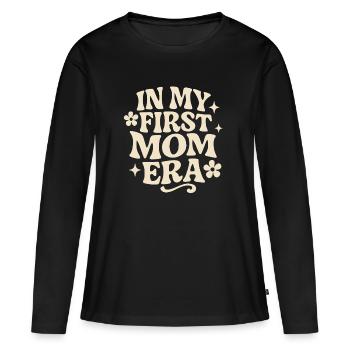 First Mother's Day Mom Gift Idea Family Groovy - Women's Premium Organic Long Sleeve Shirt - black - Front - Julia (174cm)