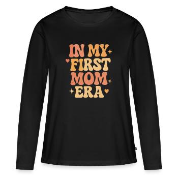 First Mother's Day Mom Gift Idea Family Groovy - Women's Premium Organic Long Sleeve Shirt - black - Front - Julia (174cm)