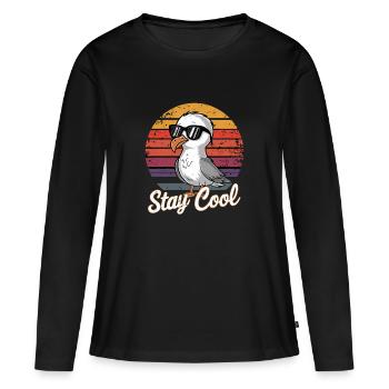  Stay Cool Lustige Moewe Mit Sonnenbrille Retro - Frauen Premium Bio Langarmshirt - Schwarz - Vorne - Julia (174cm)