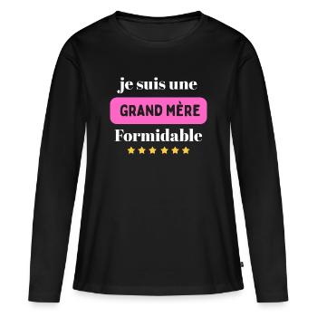 Grand Mère Formidable - T-shirt manches longues Premium bio Femme - noir - Devant - Julia (174cm)