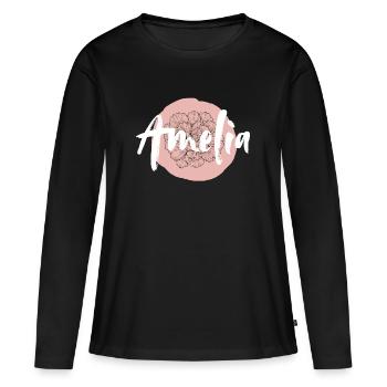 Amelia Mädchenname Baby Shower Name Shirt - Frauen Premium Bio Langarmshirt - Schwarz - Vorne - Julia (174cm)