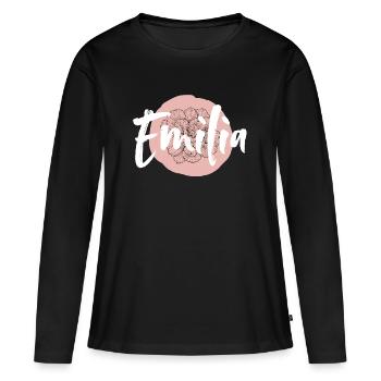 Emilia Mädchenname Baby Shower Name Shirt - Frauen Premium Bio Langarmshirt - Schwarz - Vorne - Julia (174cm)