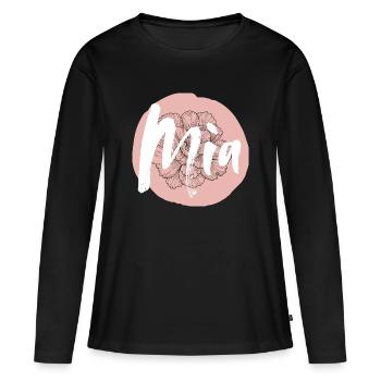 Mila Mädchenname Baby Shower Name Shirt - Frauen Premium Bio Langarmshirt - Schwarz - Vorne - Julia (174cm)