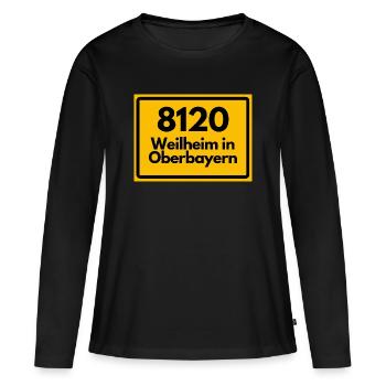 ALTE POSTLEITZAHL PLZ 8120 WEILHEIM IN OBERBAYERN  - Frauen Premium Bio Langarmshirt - Schwarz - Vorne - Julia (174cm)