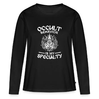 Le comportement occulte est ma spécialité en sorcellerie occulte - T-shirt manches longues Premium bio Femme - noir - Devant - Julia (174cm)