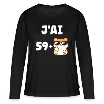 60 ans - T-shirt manches longues Premium bio Femme - noir - Devant - Julia (174cm)