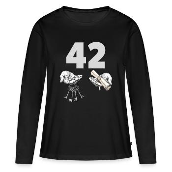 Forty-Two Keys and Scroll - Women's Premium Organic Long Sleeve Shirt - black - Front - Julia (174cm)