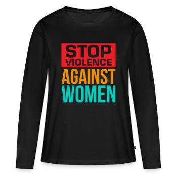 Arrêter la violence faite aux femmes - T-shirt manches longues Premium bio Femme - noir - Devant - Julia (174cm)