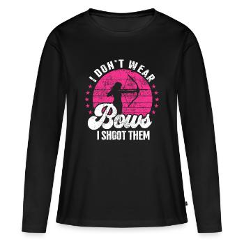 Je ne porte pas d’arcs, je les tire - T-shirt manches longues Premium bio Femme - noir - Devant - Julia (174cm)