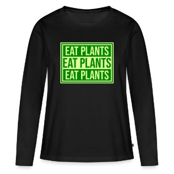 Sigle végétarien végan drôle de Eat Plants - T-shirt manches longues Premium bio Femme - noir - Devant - Julia (174cm)