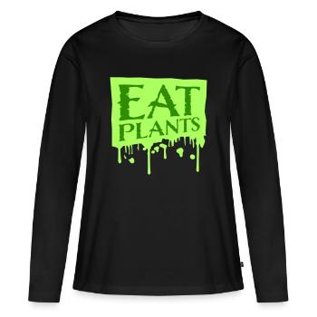 Sigle végétarien végan drôle de Eat Plants - T-shirt manches longues Premium bio Femme - noir - Devant - Julia (174cm)
