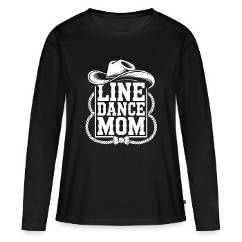 Line Dance Mom Western Logo - Frauen Premium Bio Langarmshirt - Schwarz - Vorne - Julia (174cm)
