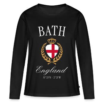 Couronne des armoiries de Bath England – Souvenir de voyage - T-shirt manches longues Premium bio Femme - noir - Devant - Julia (174cm)