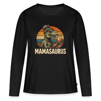 Mamasaurus Mama Mutter Geschenkidee Humor Lustig - Frauen Premium Bio Langarmshirt - Schwarz - Vorne - Julia (174cm)