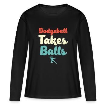 Le ballon au prisonnier prend des balles - T-shirt manches longues Premium bio Femme - noir - Devant - Julia (174cm)