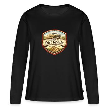 J’ai grandi sur des chemins de terre - T-shirt manches longues Premium bio Femme - noir - Devant - Julia (174cm)