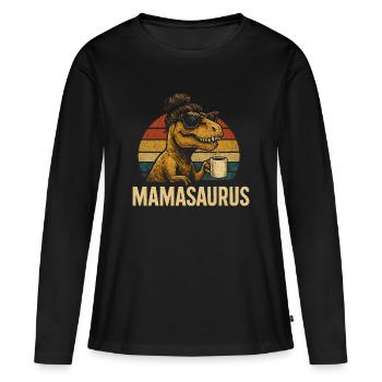 Mamasaurus Maman Maman Idée de cadeau Humour Drôle - T-shirt manches longues Premium bio Femme - noir - Devant - Julia (174cm)