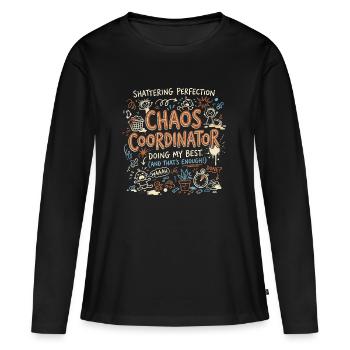 Coordinateur du Chaos - T-shirt manches longues Premium bio Femme - noir - Devant - Julia (174cm)