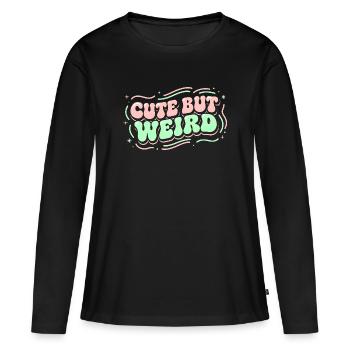 Cute but Weird - Retro 70s Aesthetic Design - Frauen Premium Bio Langarmshirt - Schwarz - Vorne - Julia (174cm)