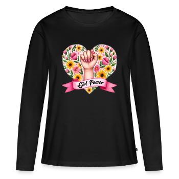 Frauenpower - Frauen Premium Bio Langarmshirt - Schwarz - Vorne - Julia (174cm)