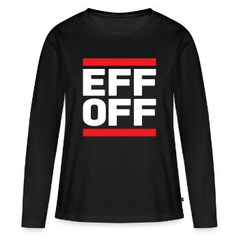 Slogan en rouge blanc - T-shirt manches longues Premium bio Femme - noir - Devant - Julia (174cm)