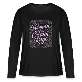 Femme d’une certaine rage Design Rose - T-shirt manches longues Premium bio Femme - noir - Devant - Julia (174cm)