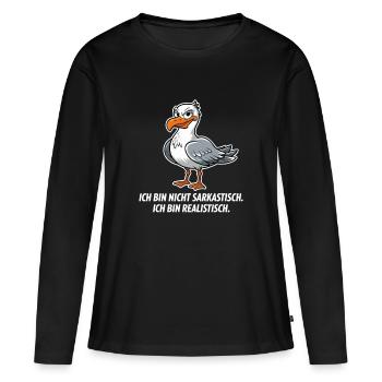  Ich Bin Nicht Sarkastisch Ich Bin Realistisch - Frauen Premium Bio Langarmshirt - Schwarz - Vorne - Julia (174cm)