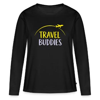 Compagnons de voyage - T-shirt manches longues Premium bio Femme - noir - Devant - Julia (174cm)
