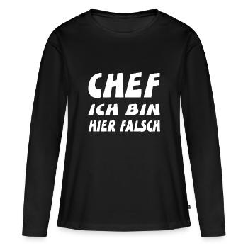 Chef - Frauen Premium Bio Langarmshirt - Schwarz - Vorne - Julia (174cm)