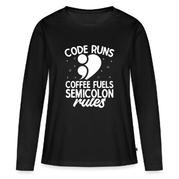 Carburant du café en point-virgule - T-shirt manches longues Premium bio Femme - noir - Devant - Julia (174cm)