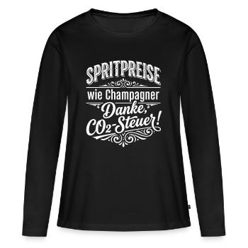 Spritpreise wie... - CO2 Steuer - Frauen Premium Bio Langarmshirt - Schwarz - Vorne - Julia (174cm)