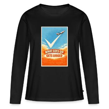 Was hochgeht wird geloggt | Plane Spotter - Frauen Premium Bio Langarmshirt - Schwarz - Vorne - Julia (174cm)