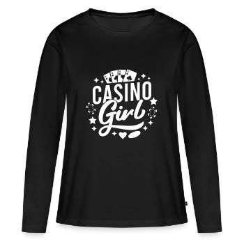 Casino Gambler Casino Girl Gambling - Frauen Premium Bio Langarmshirt - Schwarz - Vorne - Julia (174cm)