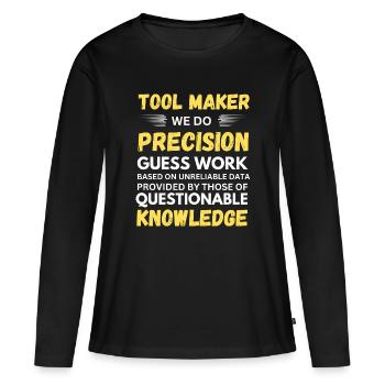 Toolmaker Nous faisons des suppositions précises Drôle - T-shirt manches longues Premium bio Femme - noir - Devant - Julia (174cm)