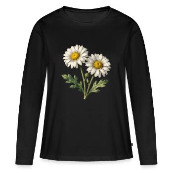 Bright Watercolor Daisies - Women's Premium Organic Long Sleeve Shirt - black - Front - Julia (174cm)