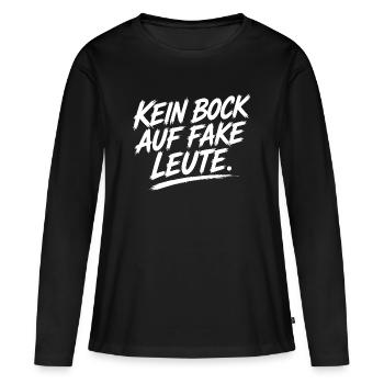 Kein Bock Auf Fake Leute - Frauen Premium Bio Langarmshirt - Schwarz - Vorne - Julia (174cm)