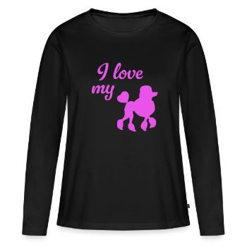 Caniche Pink Dogs Bello Walk Love Dog Propriétaire Fan - T-shirt manches longues Premium bio Femme - noir - Devant - Julia (174cm)