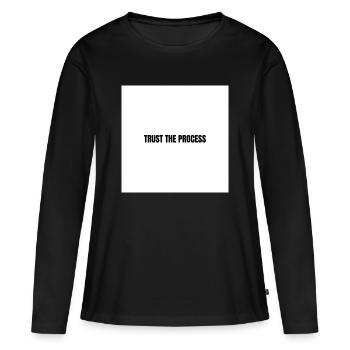 Fiez-vous au processus - T-shirt manches longues Premium bio Femme - noir - Devant - Julia (174cm)