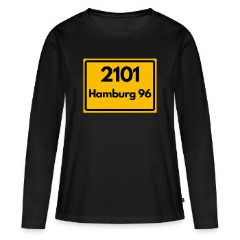 ALTE POSTLEITZAHL PLZ RETRO 2101 HAMBURG 96 HEIMAT - Frauen Premium Bio Langarmshirt - Schwarz - Vorne - Julia (174cm)