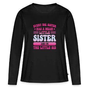 Kleine Schwester Sassy - Frauen Premium Bio Langarmshirt - Schwarz - Vorne - Julia (174cm)